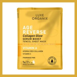 Age Reverse Collagen Glow Serum Boost Sheet Mask 25ml by LUXE ORGANIX